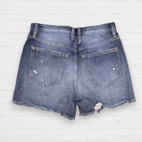 WE THE FREE People Button Fly Front High Waist Distressed Jeans Denim Shorts 26 - Picture 2 of 6